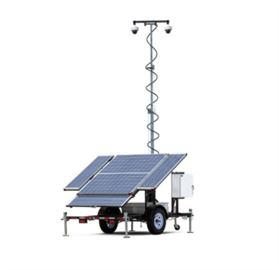 Trailer-mounted mobile solar lighthouse with adjustable height