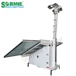 7m Hydraulic Mast 4 Pcs Of Panels Solar Lighting Tower With Dome Camera